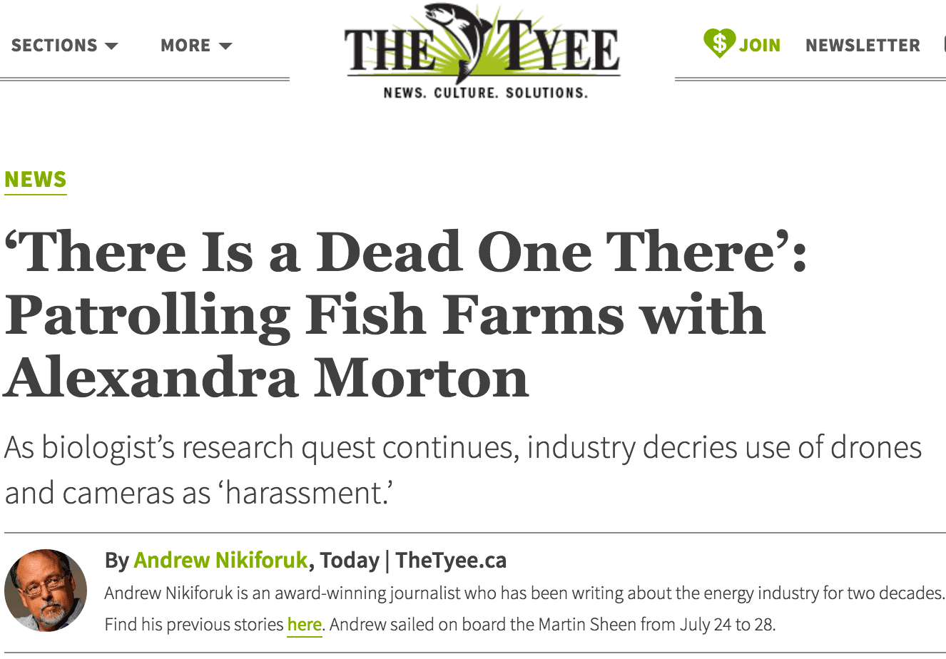 ‘There Is a Dead One There’: Patrolling Fish Farms with Alexandra Morton