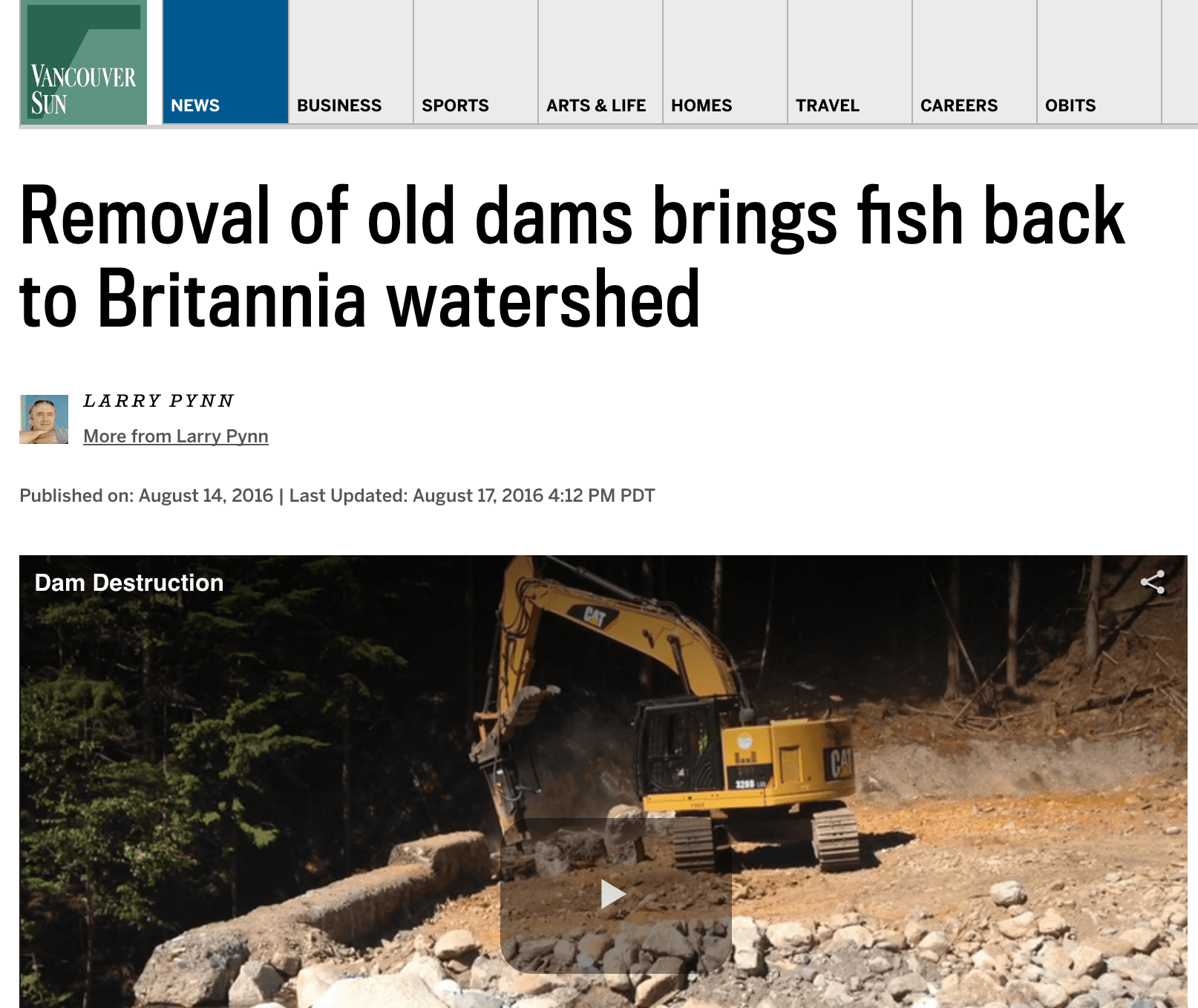Removal of old dams brings fish back to Britannia watershed