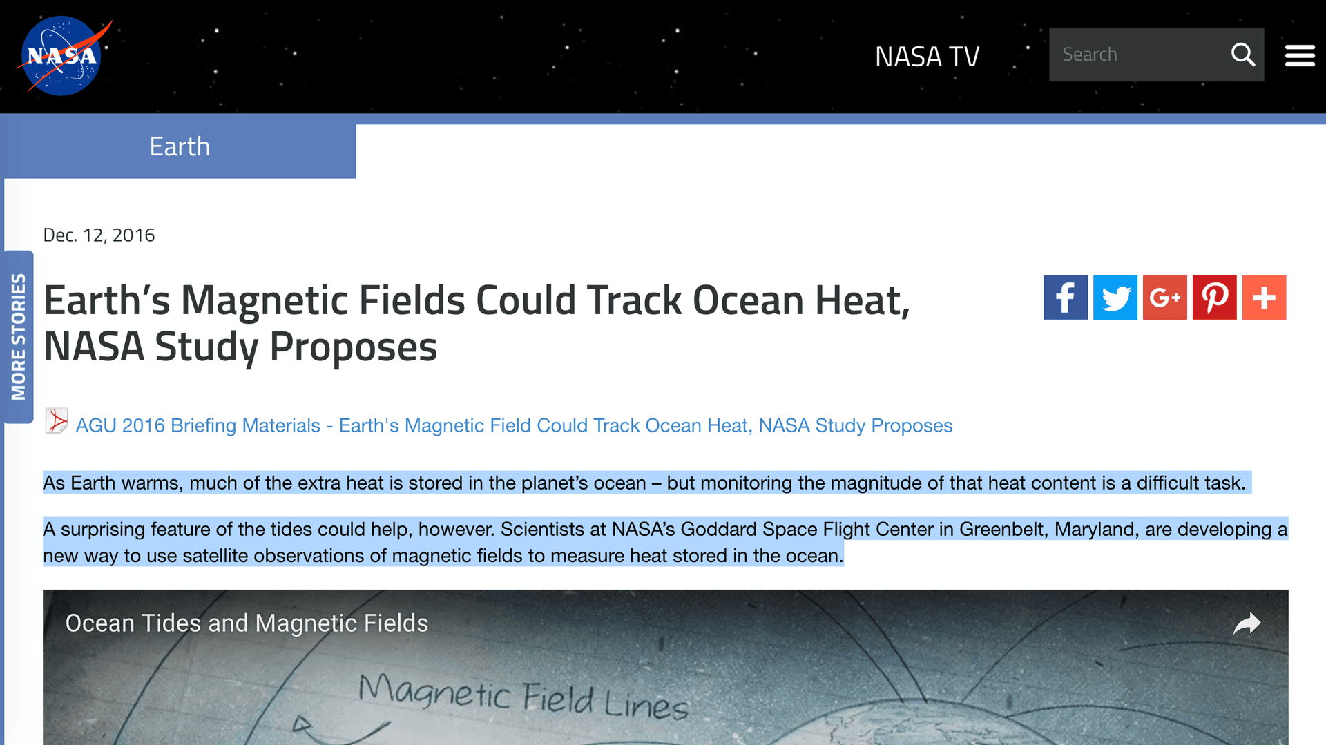 Earth’s Magnetic Fields Could Track Ocean Heat, NASA Study Proposes